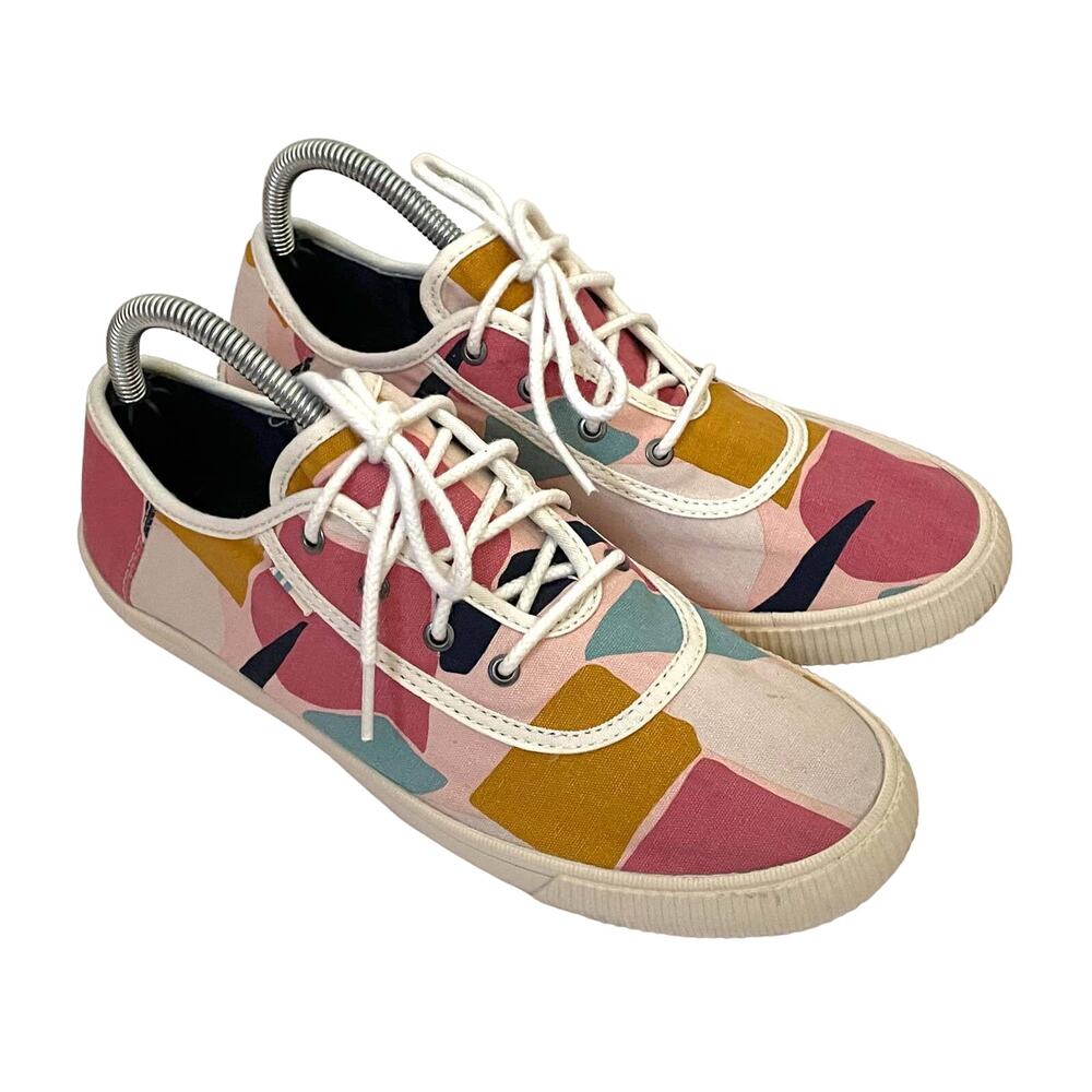 Toms Abstract Modern Art Color Block Canvas Sneaker Pink Size 8